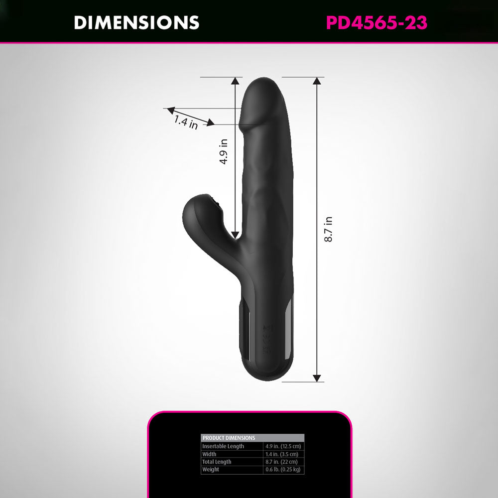 FFS Sonix Silicone Thruster - Black 22 cm USB Rechargeable Thrusting Vibrator with Flicking Clit Stim - Hush Store Sydney 