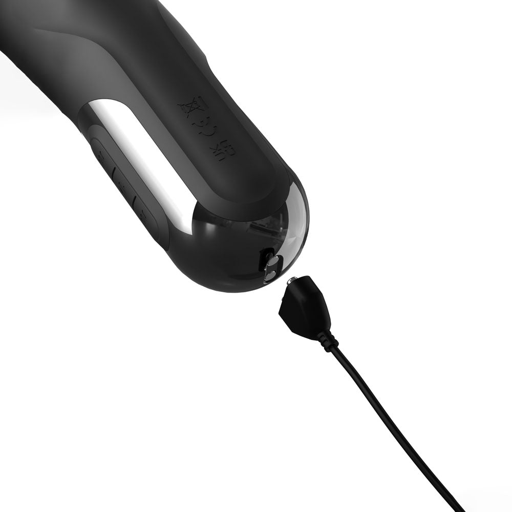 FFS Sonix Silicone Thruster - Black 22 cm USB Rechargeable Thrusting Vibrator with Flicking Clit Stim - Hush Store Sydney 