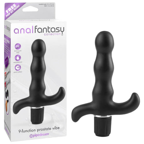 Anal Fantasy Collection 9-function Prostate Vibe - Black 11.4 cm (4.5'') Vibrating Prostate Massager - Hush Store Sydney 