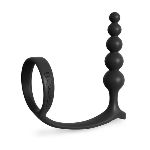 Anal Fantasy Collection Ass-Gasm Cockring Anal Beads - Black Cock Ring with Anal Plug - Hush Store Sydney 