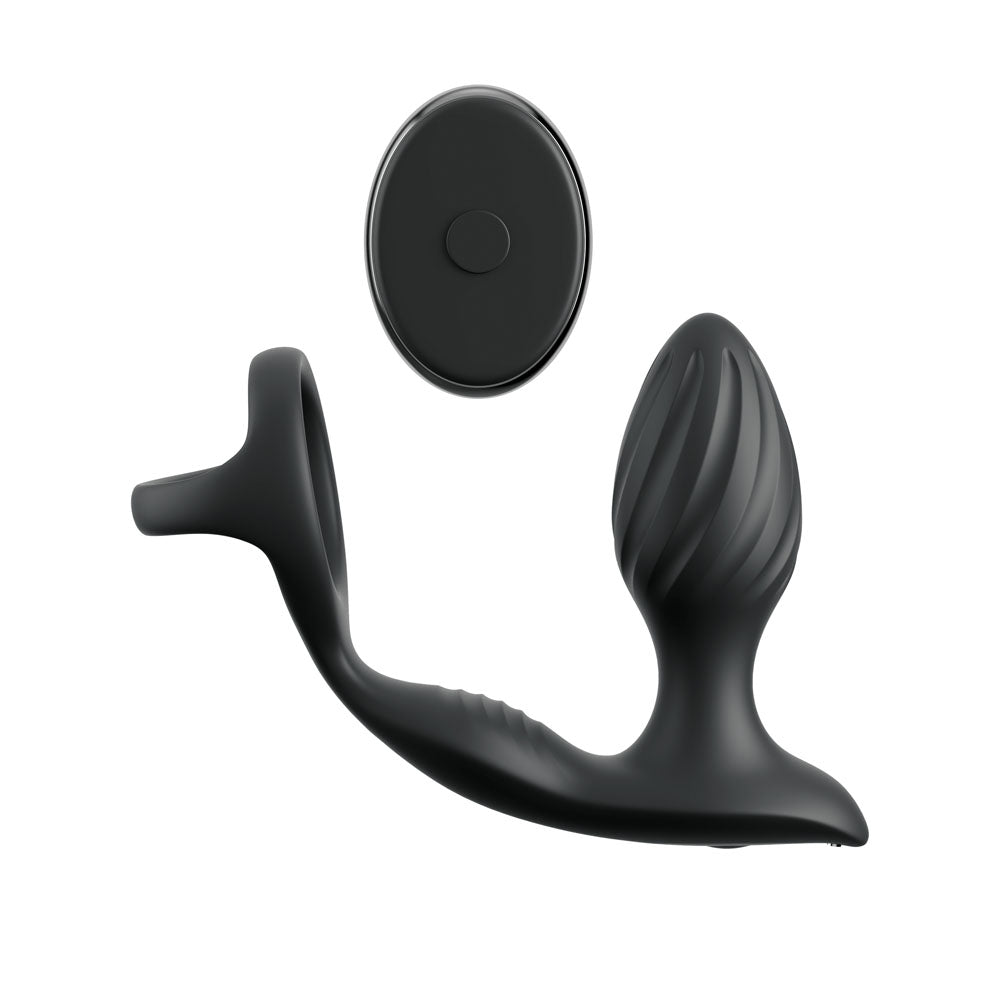 Anal Fantasy Elite Ass-Gasm Gyro-Milk Pro - Black USB Rechargeable Gyrating Butt Plug with Cock Ring - Hush Store Sydney 