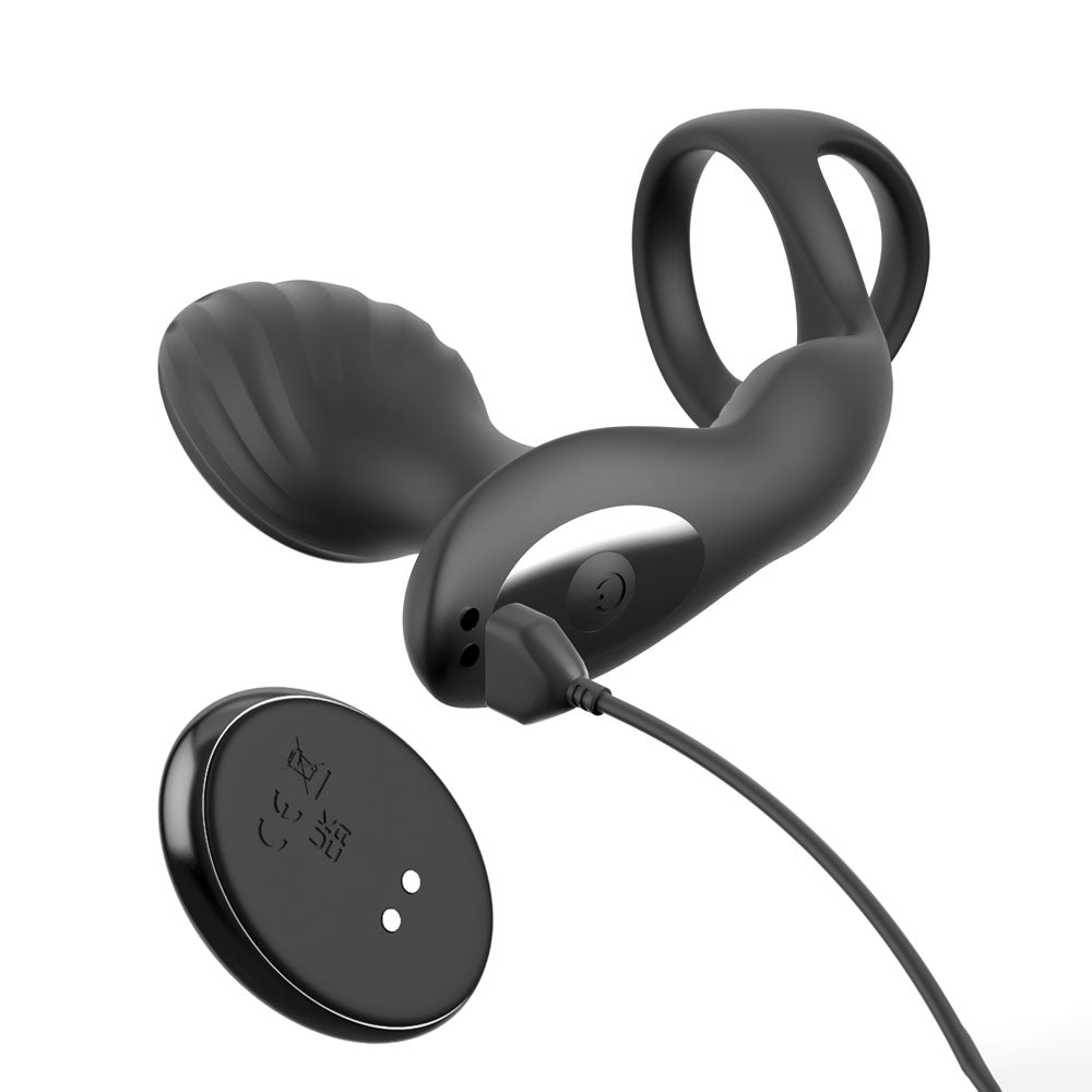 Anal Fantasy Elite Ass-Gasm Gyro-Milk Pro - Black USB Rechargeable Gyrating Butt Plug with Cock Ring - Hush Store Sydney 