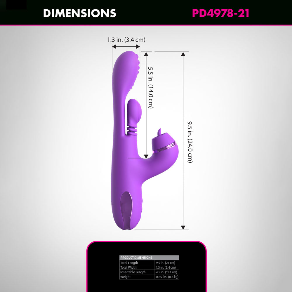 Fantasy For Her IntiMotion Pulse Pro - Purple 24 cm USB Rechargeable Swirling & Flicking Rabbit Vibrator