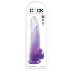 King Cock Clear 10'' Cock with Balls - Purple - Purple 25 cm Dong