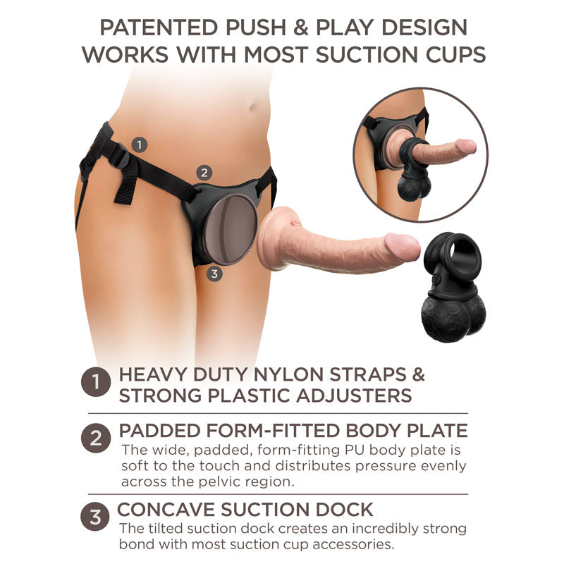 King Cock Elite Ultimate Vibrating Silicone Body Dock Kit - Body Dock Strap-On Harness with 17.8 cm Vibrating Dong & Vibrating Balls - Hush Store Sydney 
