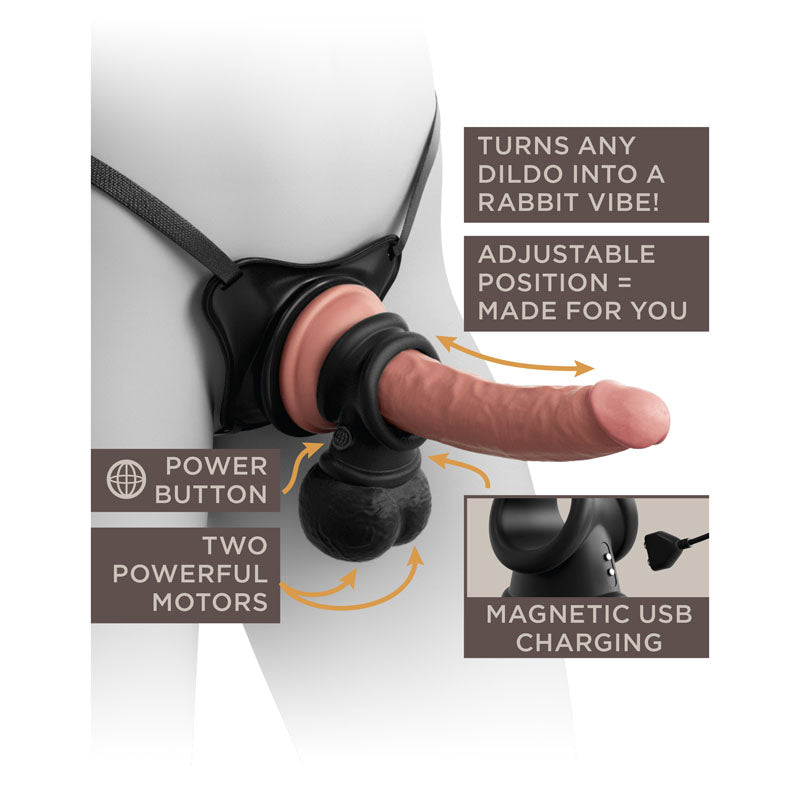 King Cock Elite Ultimate Vibrating Silicone Body Dock Kit - Body Dock Strap-On Harness with 17.8 cm Vibrating Dong & Vibrating Balls - Hush Store Sydney 