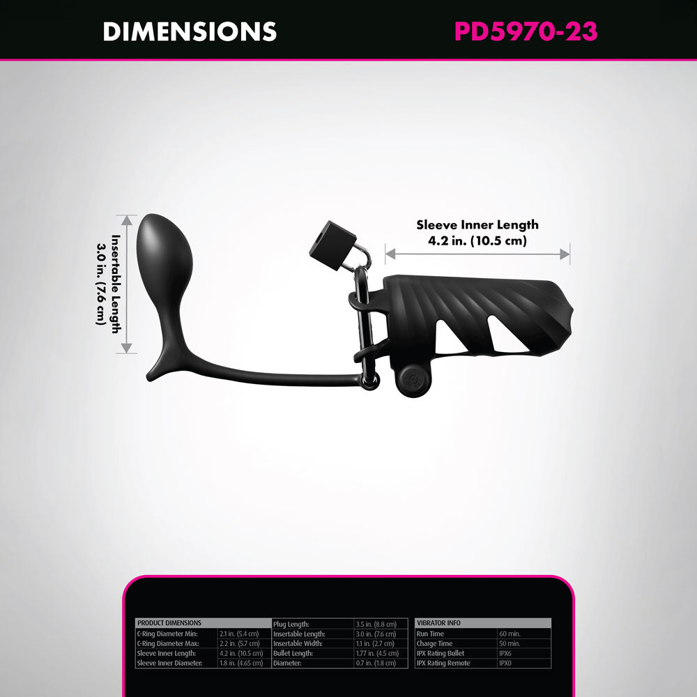 Fantasy C-Ringz Remote-Controlled Vibrating Cock Blocker with Ass-Gasm Plug - Black Vibrating Cock Cage with Anal Plug - Hush Store Sydney 