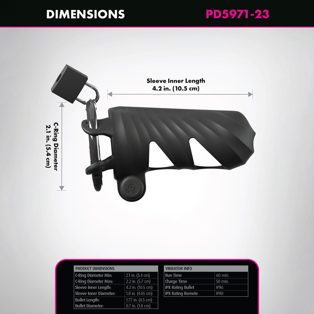 Fantasy C-Ringz Remote-Controlled Vibrating Cock Blocker - Black Vibrating Cock Cage - Hush Store Sydney 