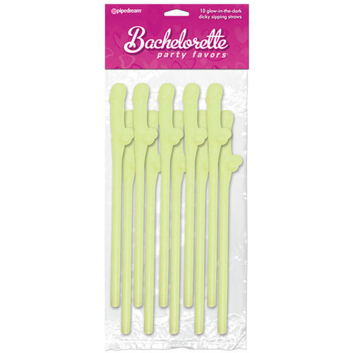 Bachelorette Party Favors - Dicky Sipping Straws - Glow in the Dark Straws - Set of 10 - Hush Store Sydney 