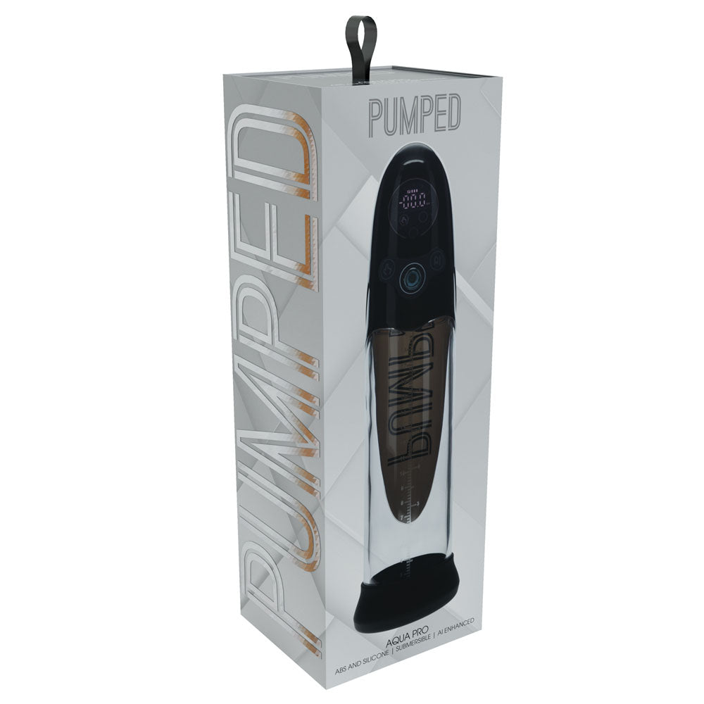 PUMPED Aqua-Pro Auto Pump - Black - Black/Clear USB Rechargeable AI-Enabled Submersible Auto Penis Pump