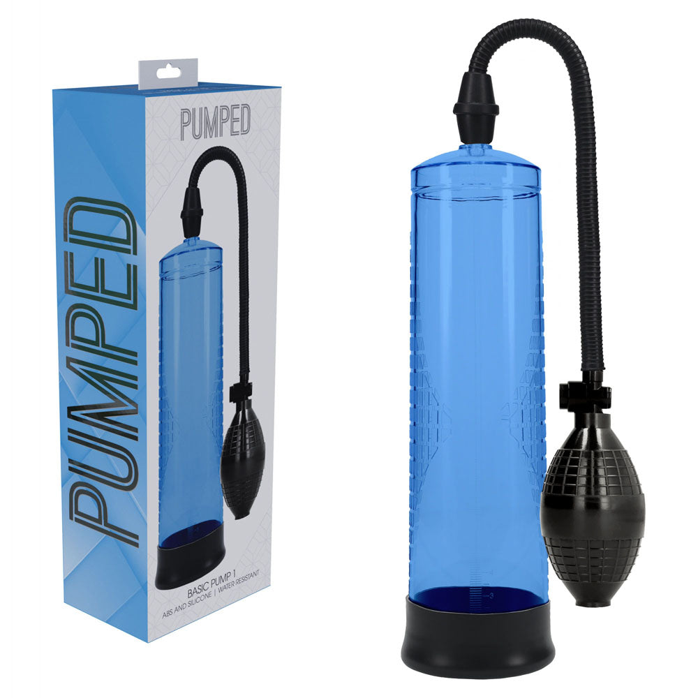 PUMPED Basic Pump 1 - Blue - Blue Penis Pump - Hush Store Sydney 