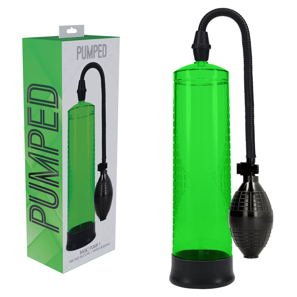 PUMPED Basic Pump 1 - Green - Green Penis Pump - Hush Store Sydney 