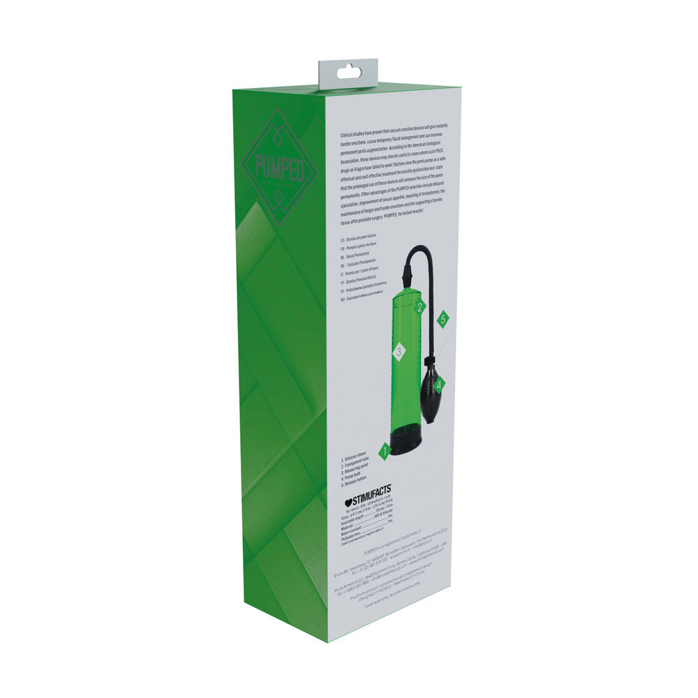 PUMPED Basic Pump 1 - Green - Green Penis Pump - Hush Store Sydney 