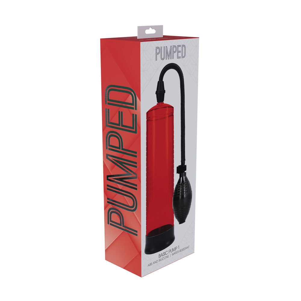 PUMPED Basic Pump 1 - Red - Red Penis Pump - Hush Store Sydney 
