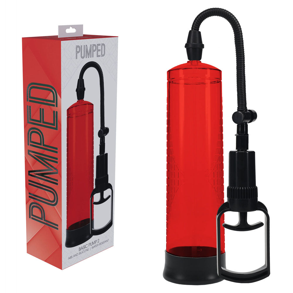 PUMPED Basic Pump 2 - Red - Red Penis Pump - Hush Store Sydney 