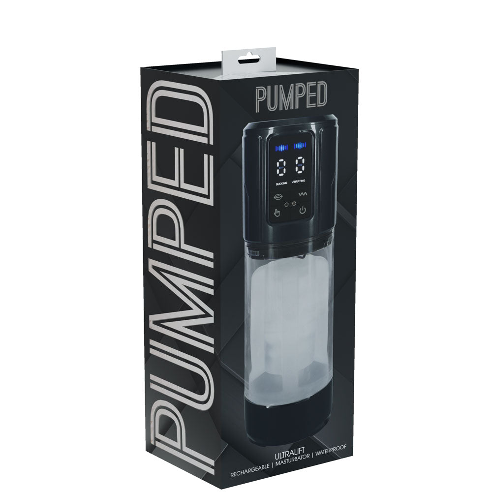 PUMPED UltraLift Automatic Masturbator - Gunmetal Grey/Clear USB Rechargeable Auto Masturbator