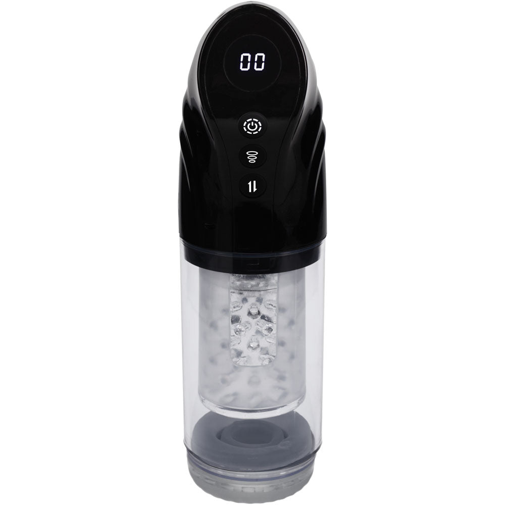 PUMPED Strokemate - Black/Clear USB Rechargeable Sucking Rotating and Thrusting Auto Masturbator