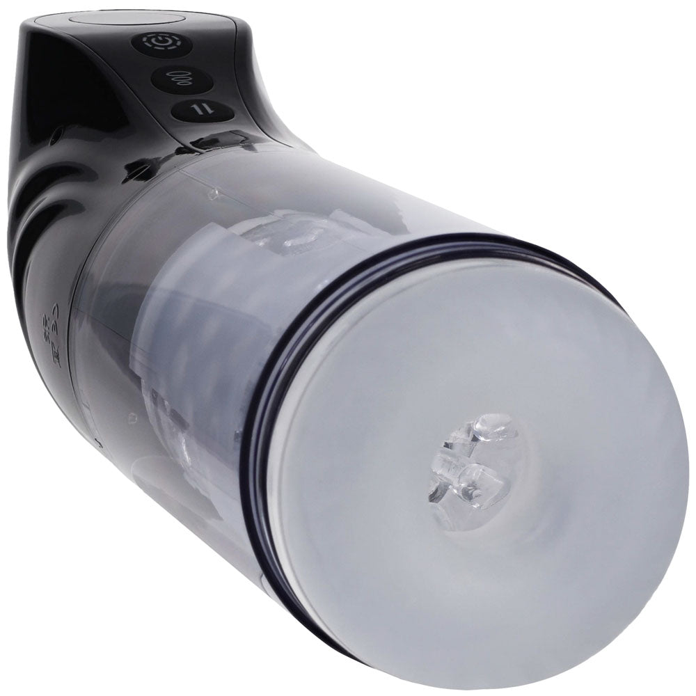 PUMPED Strokemate - Black/Clear USB Rechargeable Sucking Rotating and Thrusting Auto Masturbator