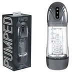 PUMPED SonicPull - Gunmetal - Gunmetal Grey/Clear USB Rechargeable Sucking And Vibrating Auto Masturbator - Hush Store Sydney 