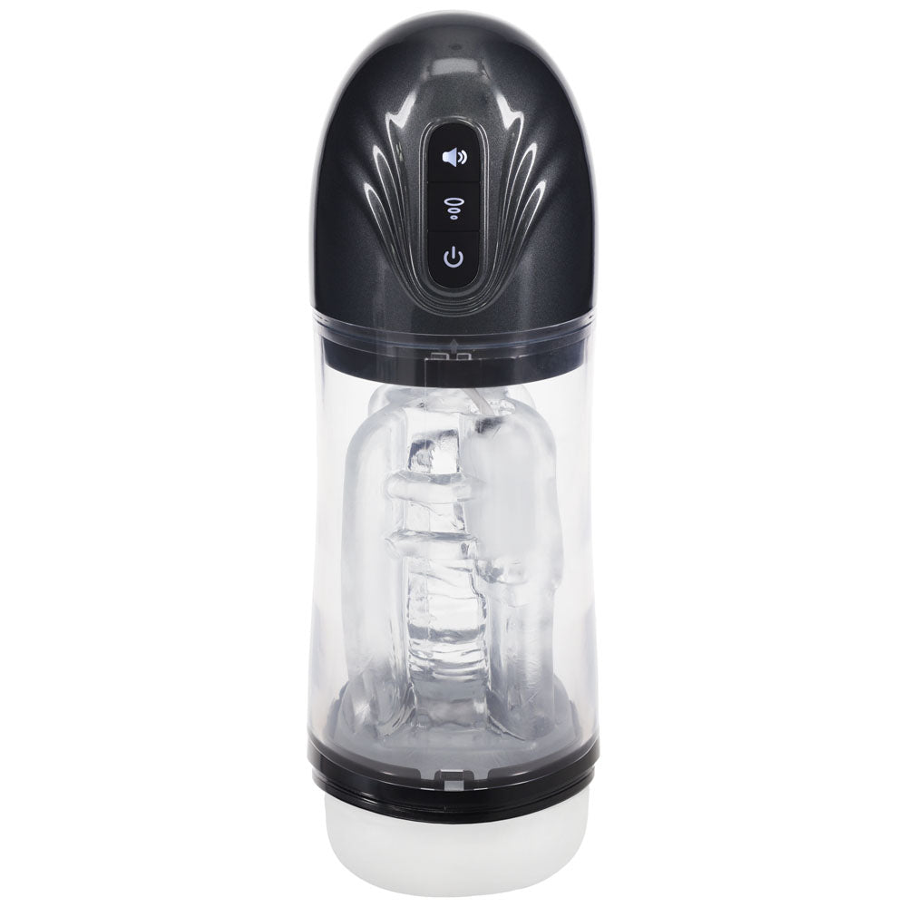 PUMPED SonicPull - Gunmetal - Gunmetal Grey/Clear USB Rechargeable Sucking And Vibrating Auto Masturbator - Hush Store Sydney 