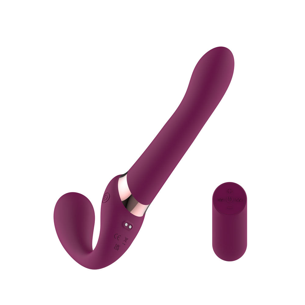 Passion Play Strap-less Dildo with Remote Controller - Purple 25 cm USB Rechargeable Strapless Strap-On with Wireless Remote