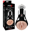 PDX Elite Cock Compressor Vibrating Stroker - Flesh USB Rechargeable Vibrating Pussy Stroker with Suction Base - Hush Store Sydney 