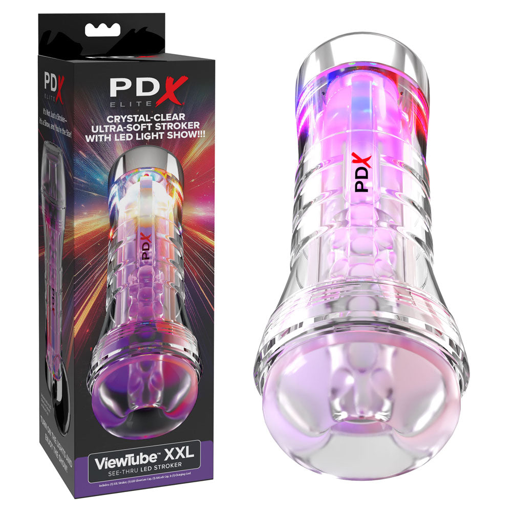 PDX Elite ViewTube XXL LED Stroker - Clear Stroker with LED Lights - Hush Store Sydney 
