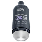 PDX Plus Shower Therapy - Deep Cream - Frosted - Clear Discreet Stroker with Suction Base