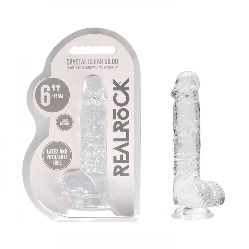REALROCK 6'' Realistic Dildo With Balls - Clear 15.2 cm Dong - Hush Store Sydney 