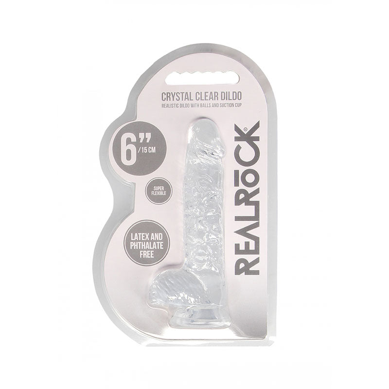 REALROCK 6'' Realistic Dildo With Balls - Clear 15.2 cm Dong - Hush Store Sydney 