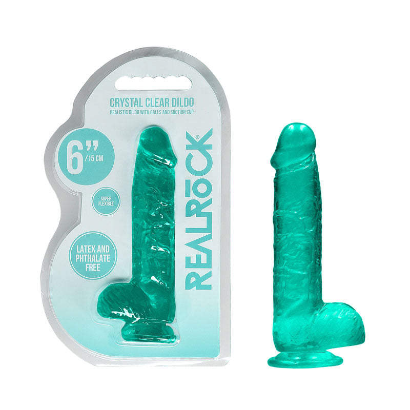 REALROCK 6'' Realistic Dildo With Balls - Turquoise 15.2 cm Dong - Hush Store Sydney 