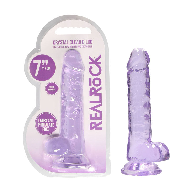 REALROCK 7'' Realistic Dildo With Balls - Purple 17.8 cm Dong - Hush Store Sydney 
