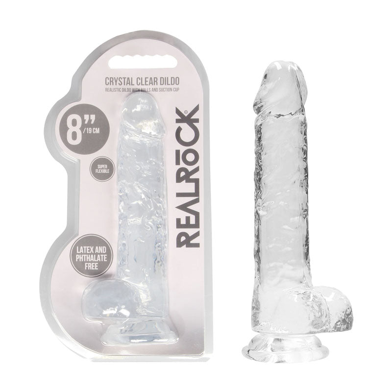 REALROCK 8'' Realistic Dildo With Balls - Clear 20.3 cm Dong - Hush Store Sydney 