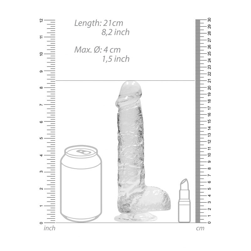 REALROCK 8'' Realistic Dildo With Balls - Clear 20.3 cm Dong - Hush Store Sydney 