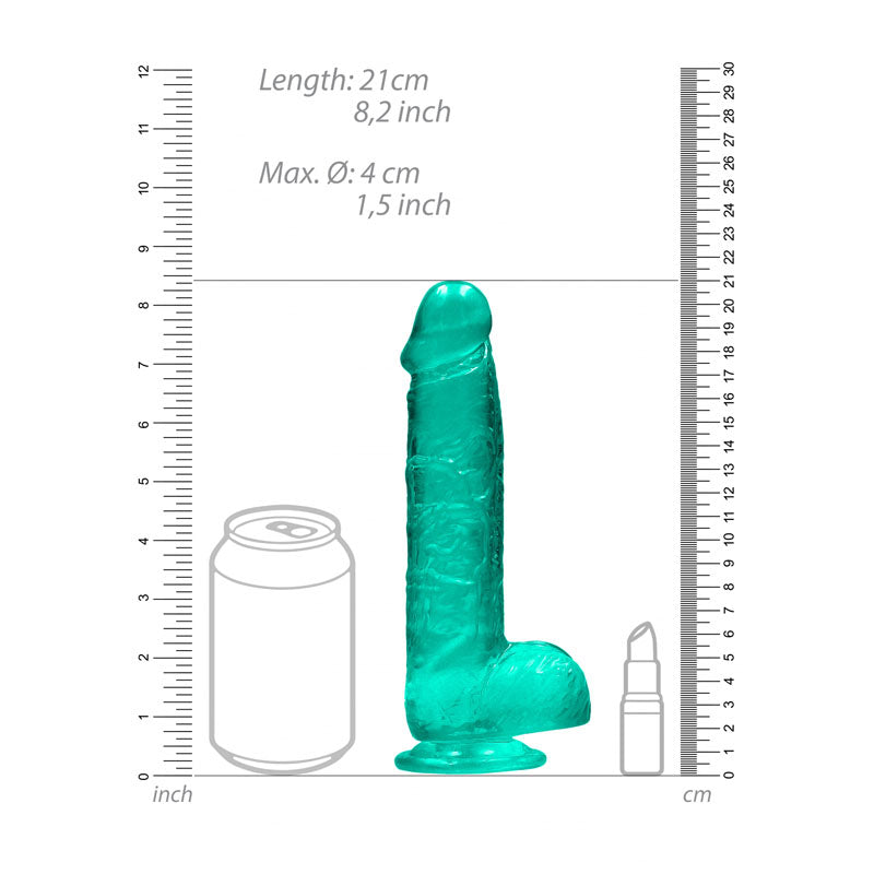 REALROCK 8'' Realistic Dildo With Balls - Turquoise 20.3 cm Dong - Hush Store Sydney 