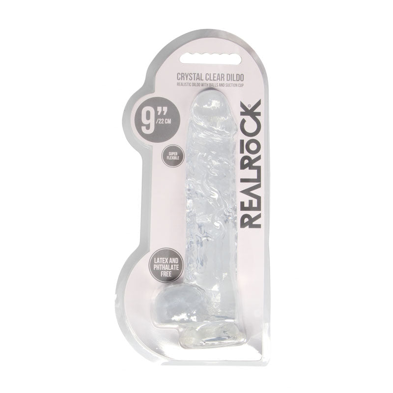 RealRock 9'' Realistic Dildo With Balls - Clear 22.9 cm Dong - Hush Store Sydney 