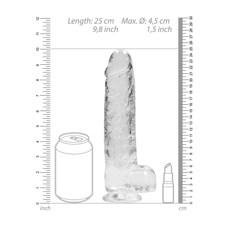 RealRock 9'' Realistic Dildo With Balls - Clear 22.9 cm Dong - Hush Store Sydney 