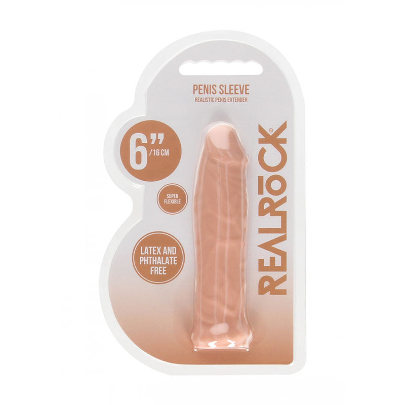 REALROCK 6'' Realistic Penis Sleeve - Flesh 15.2 cm Penis Extension Sleeve - Hush Store Sydney 
