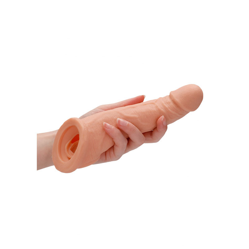 REALROCK 8'' Realistic Penis Extender with Rings - Flesh 20.3 cm Penis Extension Sleeve - Hush Store Sydney 