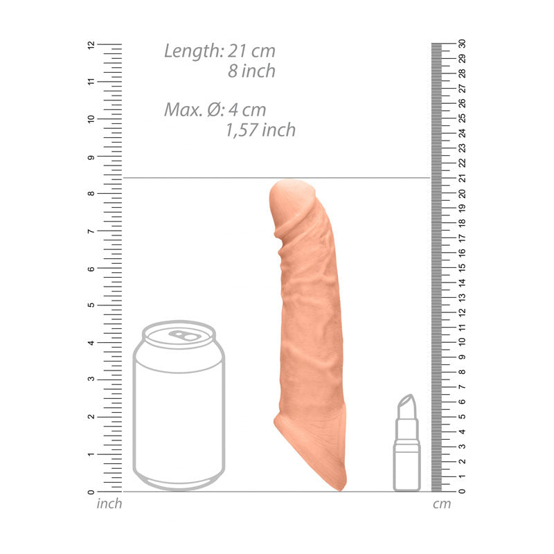 REALROCK 8'' Realistic Penis Extender with Rings - Flesh 20.3 cm Penis Extension Sleeve - Hush Store Sydney 