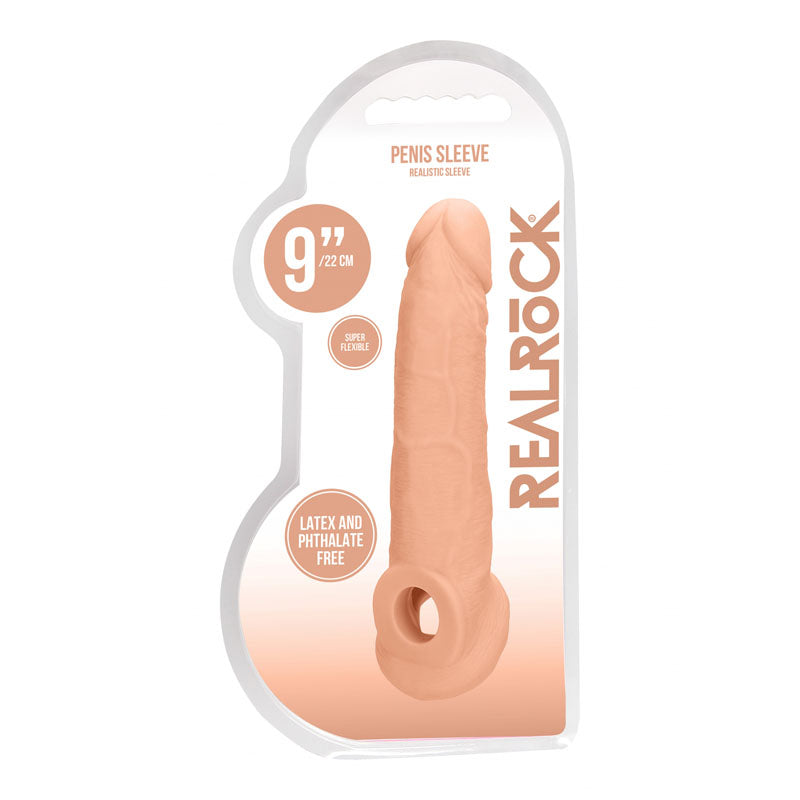 REALROCK 9'' Realistic Penis Extender with Rings - Flesh 22.9 cm Penis Extension Sleeve - Hush Store Sydney 