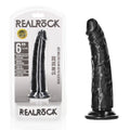 REALROCK Realistic Slim Dildo without Balls - 15.5 cm - Black 15.5 cm (6'') Dong - Hush Store Sydney 