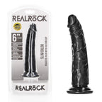 REALROCK Realistic Slim Dildo without Balls - 15.5 cm - Black 15.5 cm (6'') Dong - Hush Store Sydney 