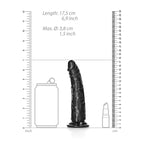 REALROCK Realistic Slim Dildo without Balls - 15.5 cm - Black 15.5 cm (6'') Dong - Hush Store Sydney 