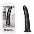 REALROCK Realistic Slim Dildo with Suction Cup - 18cm - Black 18 cm (7'') Dong - Hush Store Sydney 