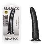REALROCK Realistic Slim Dildo with Suction Cup - 18cm - Black 18 cm (7'') Dong - Hush Store Sydney 