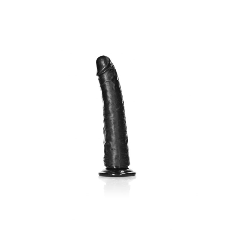 REALROCK Realistic Slim Dildo with Suction Cup - 18cm - Black 18 cm (7'') Dong - Hush Store Sydney 