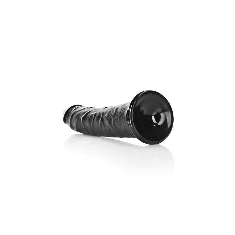 REALROCK Realistic Slim Dildo with Suction Cup - 18cm - Black 18 cm (7'') Dong - Hush Store Sydney 