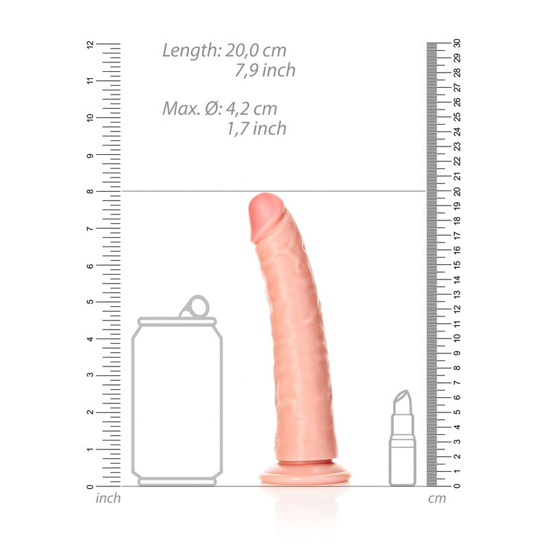 REALROCK Realistic Slim Dildo with Suction Cup - 18cm - Flesh 18 cm (7'') Dong - Hush Store Sydney 