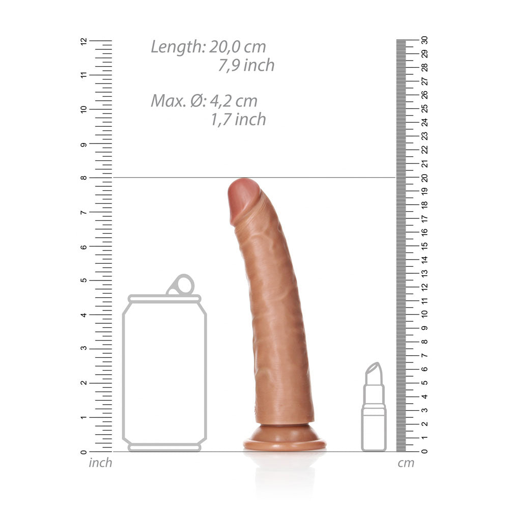 REALROCK Realistic Slim Dildo with Suction Cup - 18cm - Tan 18 cm (7'') Dong - Hush Store Sydney 